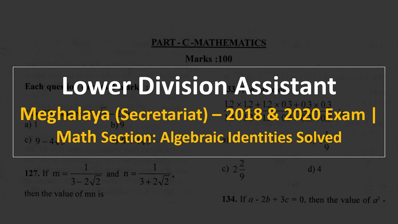 Meghalaya LDA Previous Year Questions | Math Section Explained (2018 & 2020)