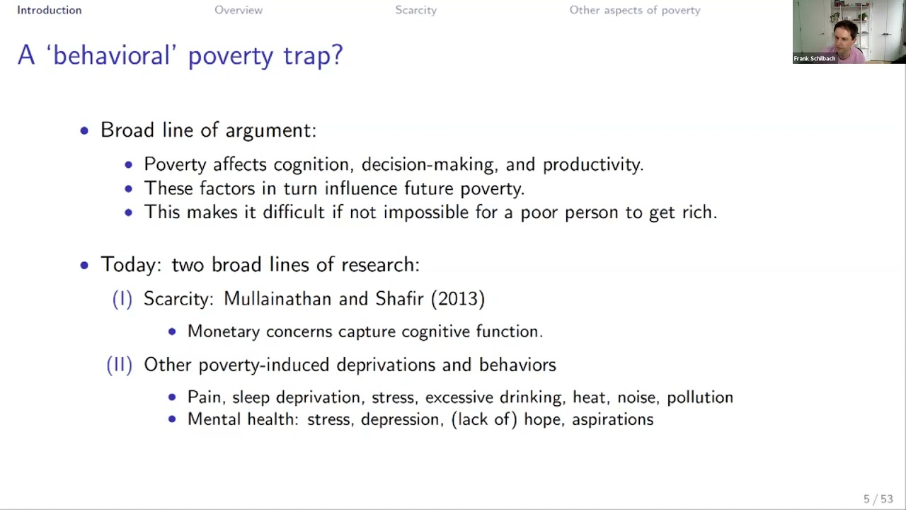 Lecture 21: Poverty through the Lens of Psychology