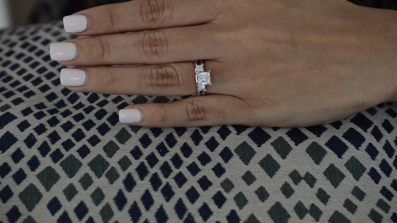 0.5 Ct Two Stone Princess Cut Ring Wrap Enhancer -TwoBirch TB-WRAP-0025-WG-H