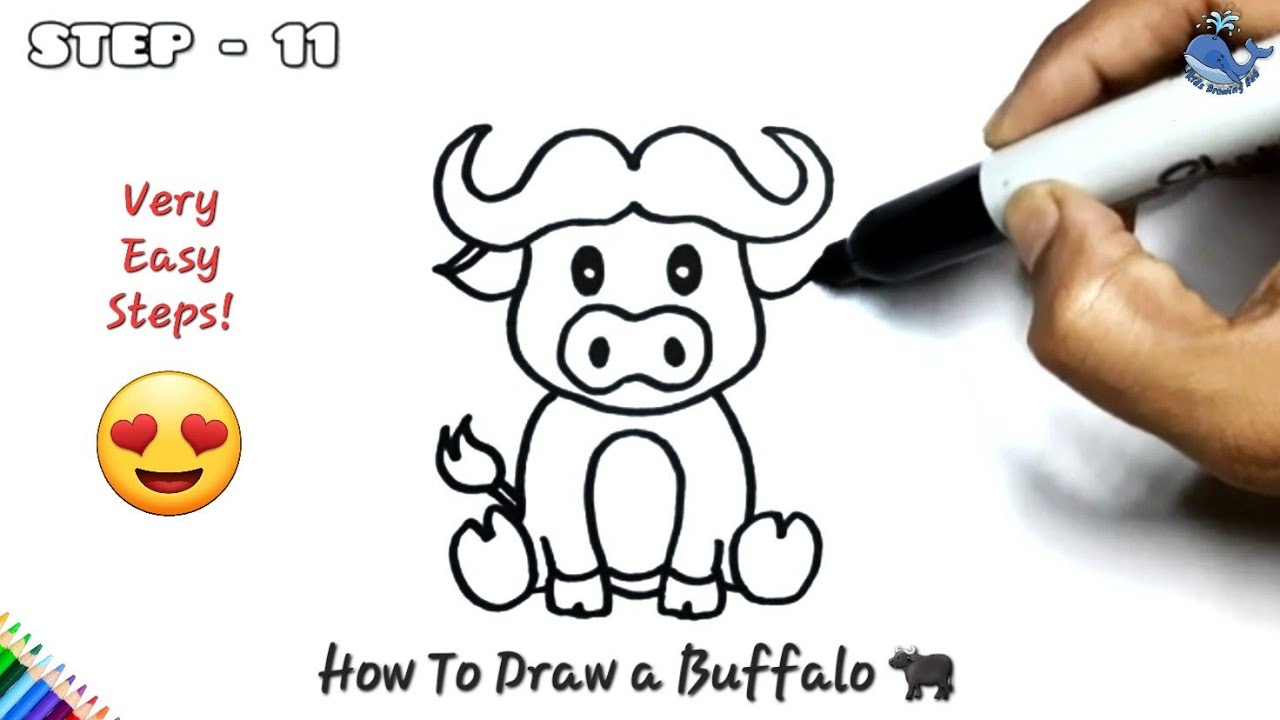 How To Draw a Buffalo | Kids Step By Step Drawing Tutorial | Kids Drawing Hub | #buffalo #drawing