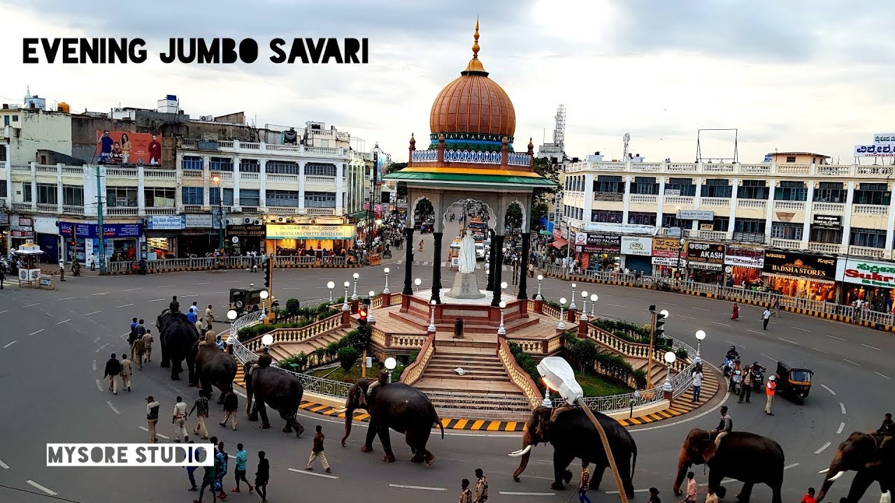 Dasara Elephants Arjuna Evening Jumbo Savari (22Sept2019) Mysore Karnataka tourism