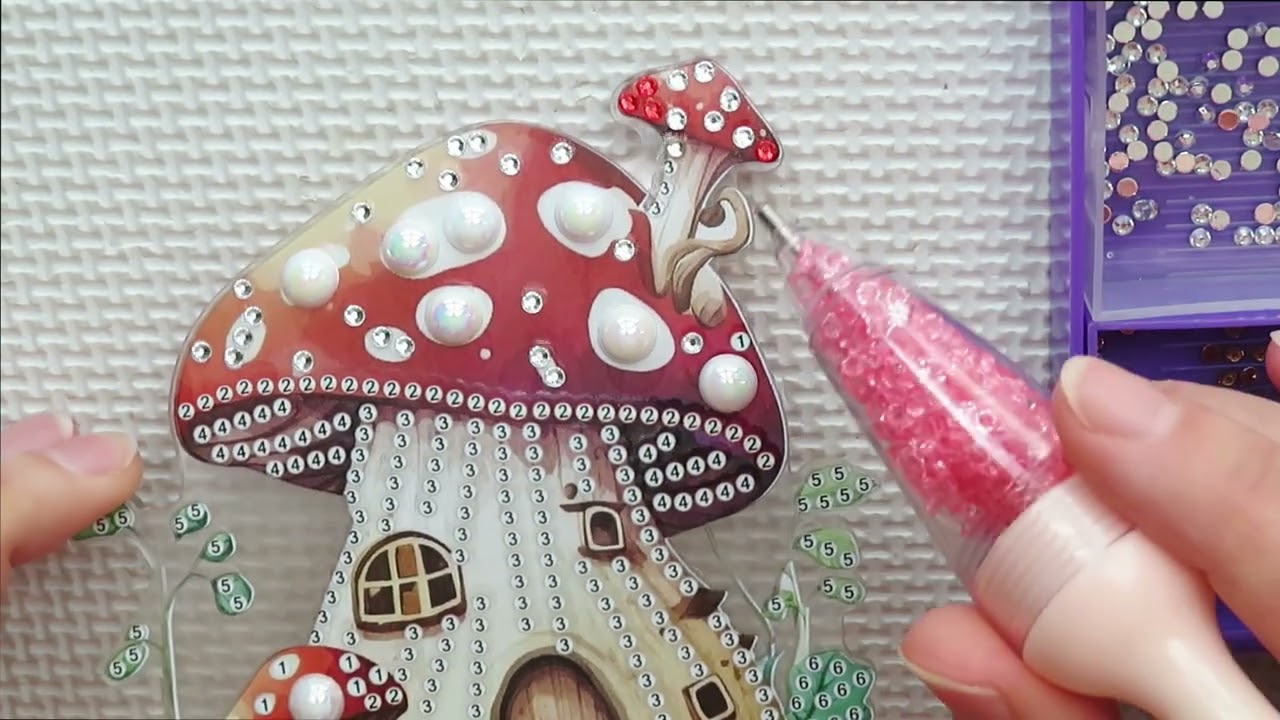 Mushroom House Diamond Painting Night Light #diamondpainting