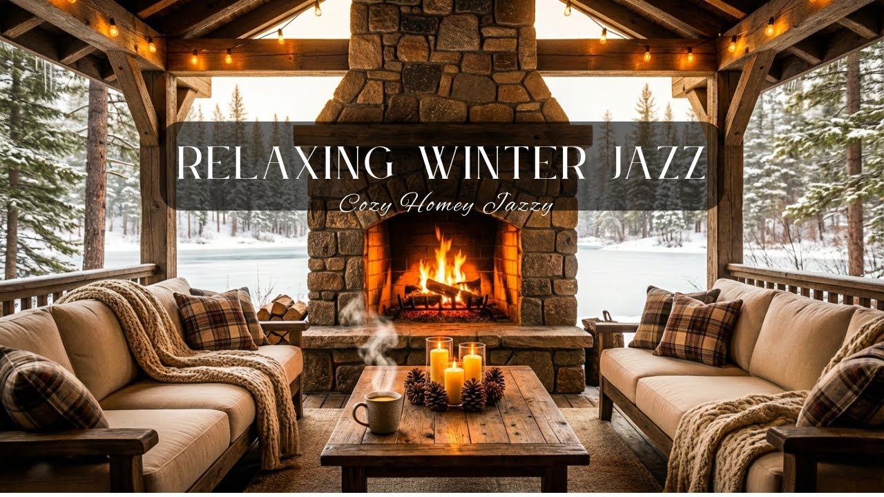 Silent Winter at the Cabin☕ | Lo-Fi Jazz with Cozy Fireplace Ambience For Relaxation and Study