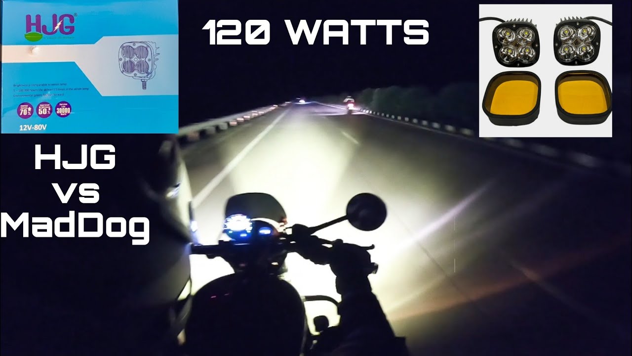 HJG Fog Lights 120 WATTS | Auxiliary Lights | HJG vs MadDog | Royal Enfield Meteor | MOST POWERFUL