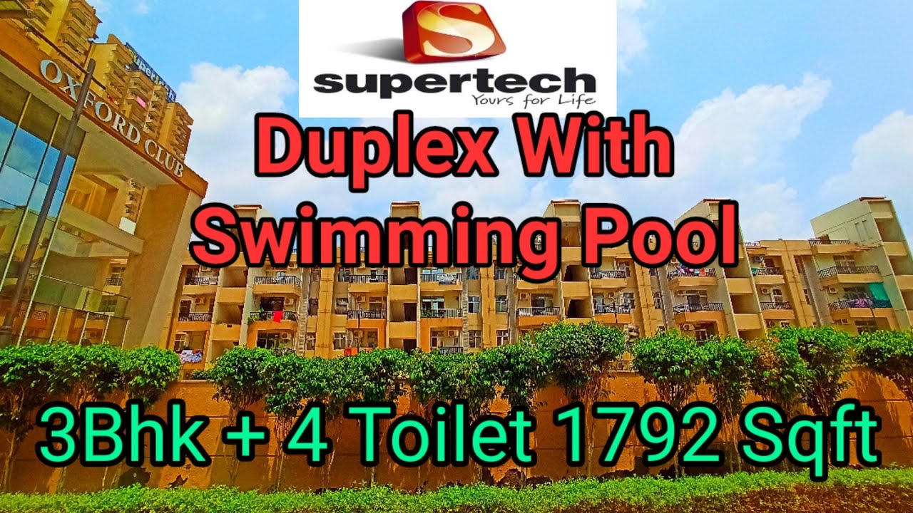Supertech Oxford Square - 3BHK + 4 TOILET 1792 Sqft Duplex Flat Layout, Duplex With Swimming Pool