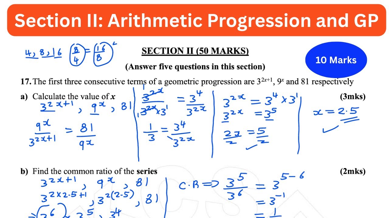 KCSE 2025 Mathematics Paper 2 Section 2; AP and GP