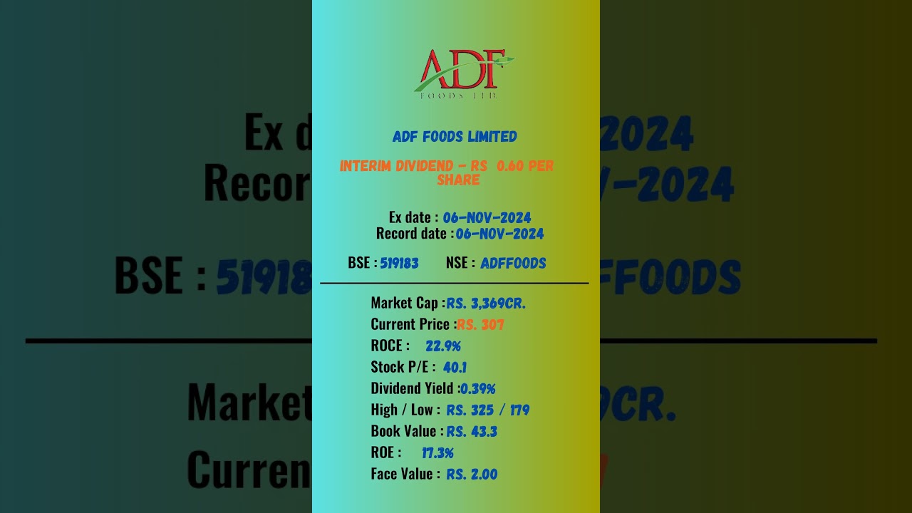 Adf Foods Limited share latest news | Ex-Date: 06-NOV-2024 | #stockmarket #shots #nse