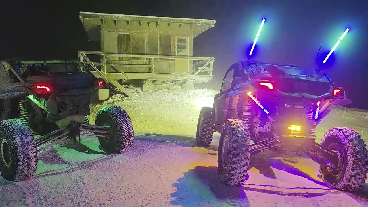Night Snow Ride Jump Off & Cabin