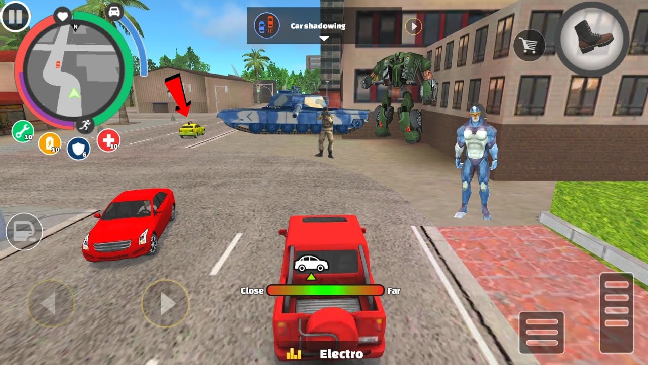 Rope Hero: Vice Town (Car Shadowing - Hard Mission) Rope Car Chase Yellow Car - Android Gameplay HD