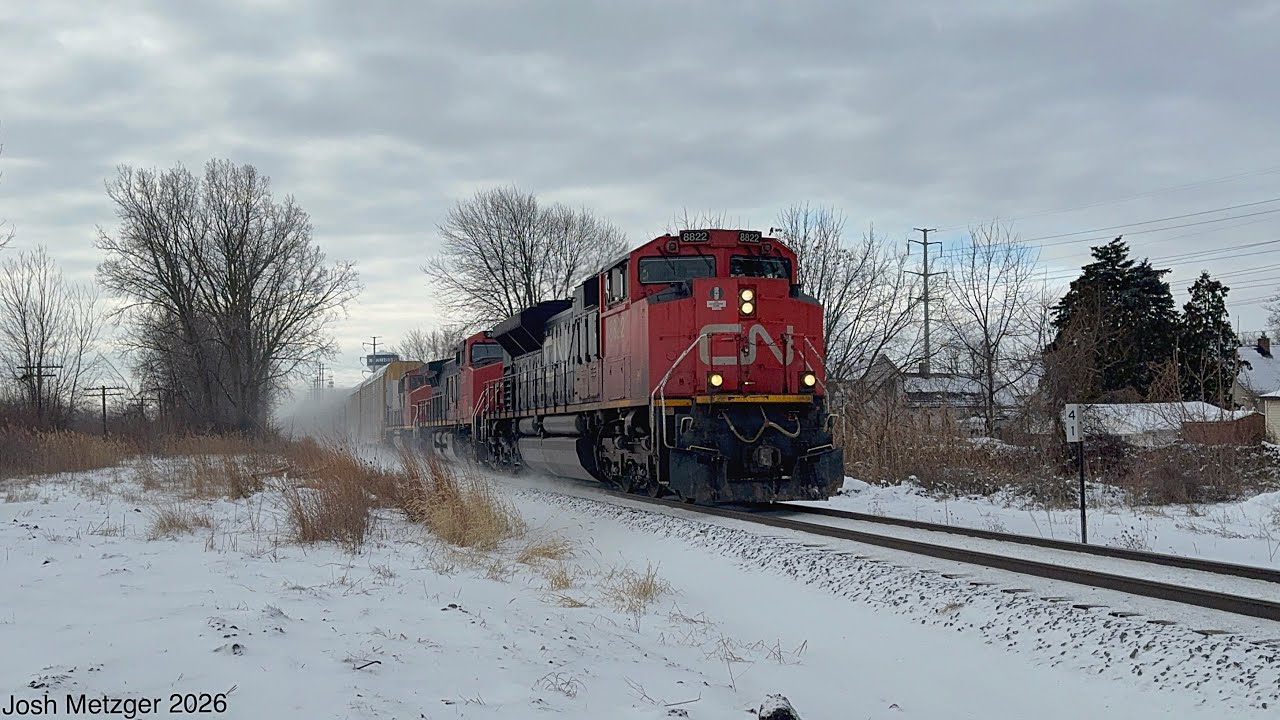 CN E25161-17 w/ CN SD70M-2 #8822, CN C44-9W #2658, and CN SD40-2W #5341 @ Wyandotte, MI 1/17/26