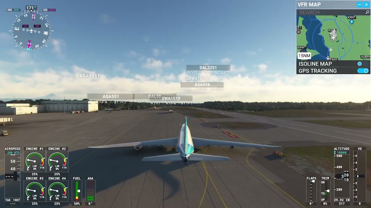 Msfs 747 start-up and take off
