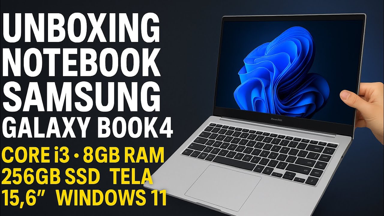 UNBOXING NOTEBOOK SAMSUNG GALAXY BOOK4, CORE I3, 8GB RAM, 256GB SSD, TELA 15,6&rdquo;, WINDOWS 11.
