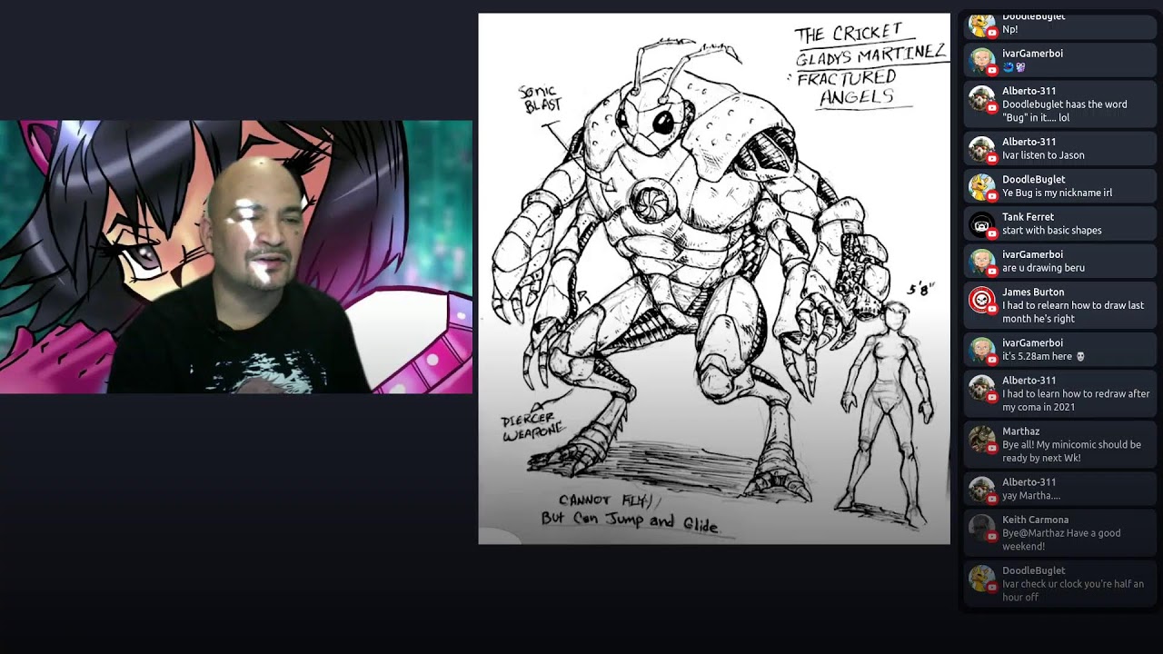 Friday Live Drawing Stream! Drawing Alberto Melendez's THE CRICKET