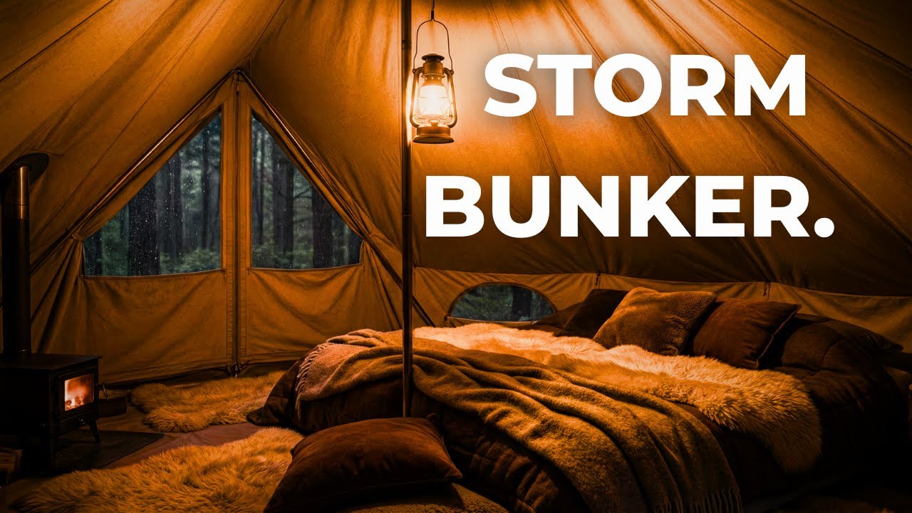 Work from the Storm. Heavy Rain on Tent Canvas (1 Hour). ⛈️