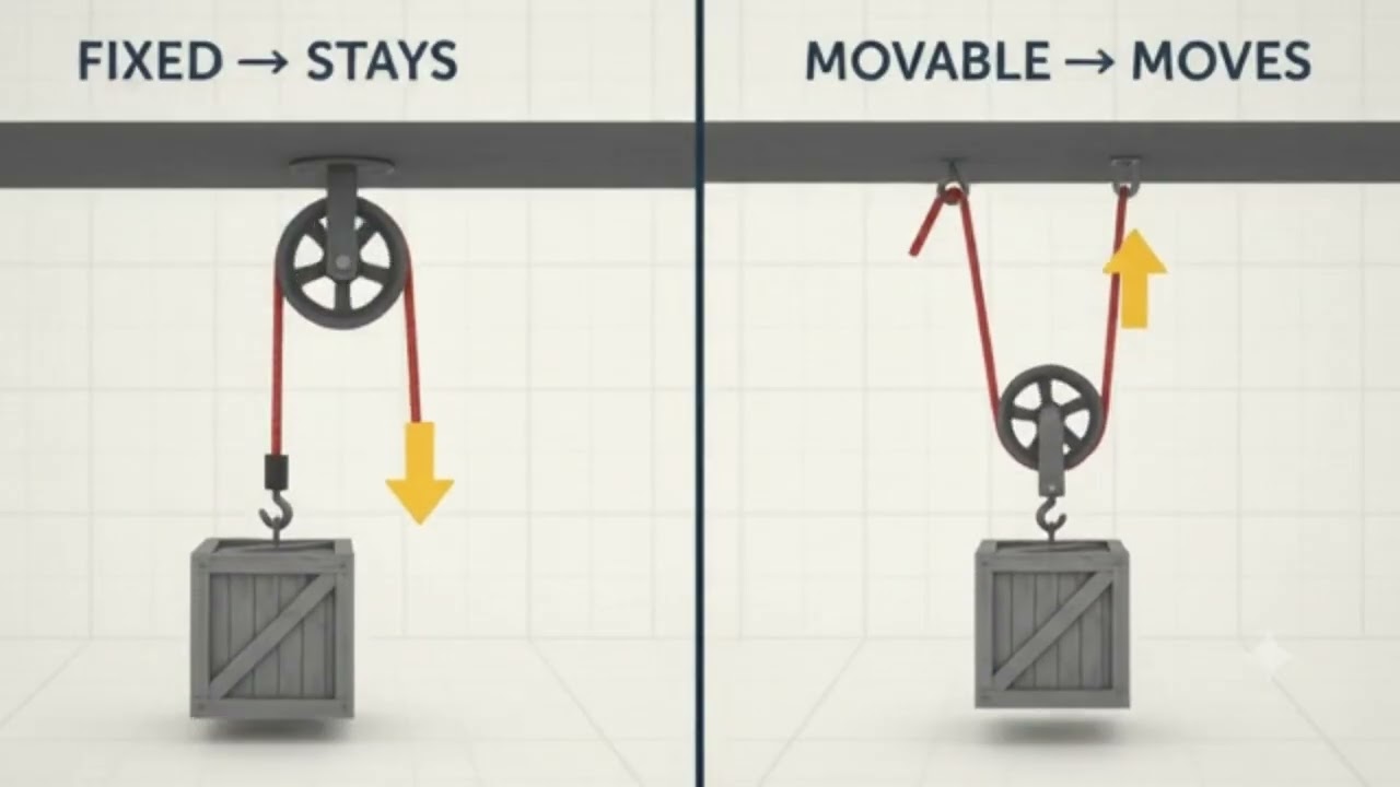 Fixed Pulley vs Movable Pulley Explained | How Pulleys Work | Class 6 Physics