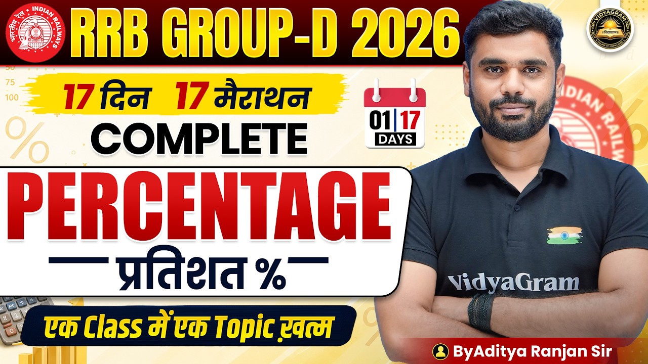 Maths Percentage / प्रतिशत | RRB Group D Maths 2026 | Day 1 | 17 दिन 17 मैराथन | Maths By Aditya Sir