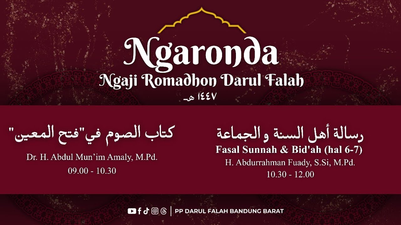 PENGAJIAN PASARAN SIANG RAMADHAN PONDOK PESANTREN DARUL FALAH BANDUNG BARAT 2026