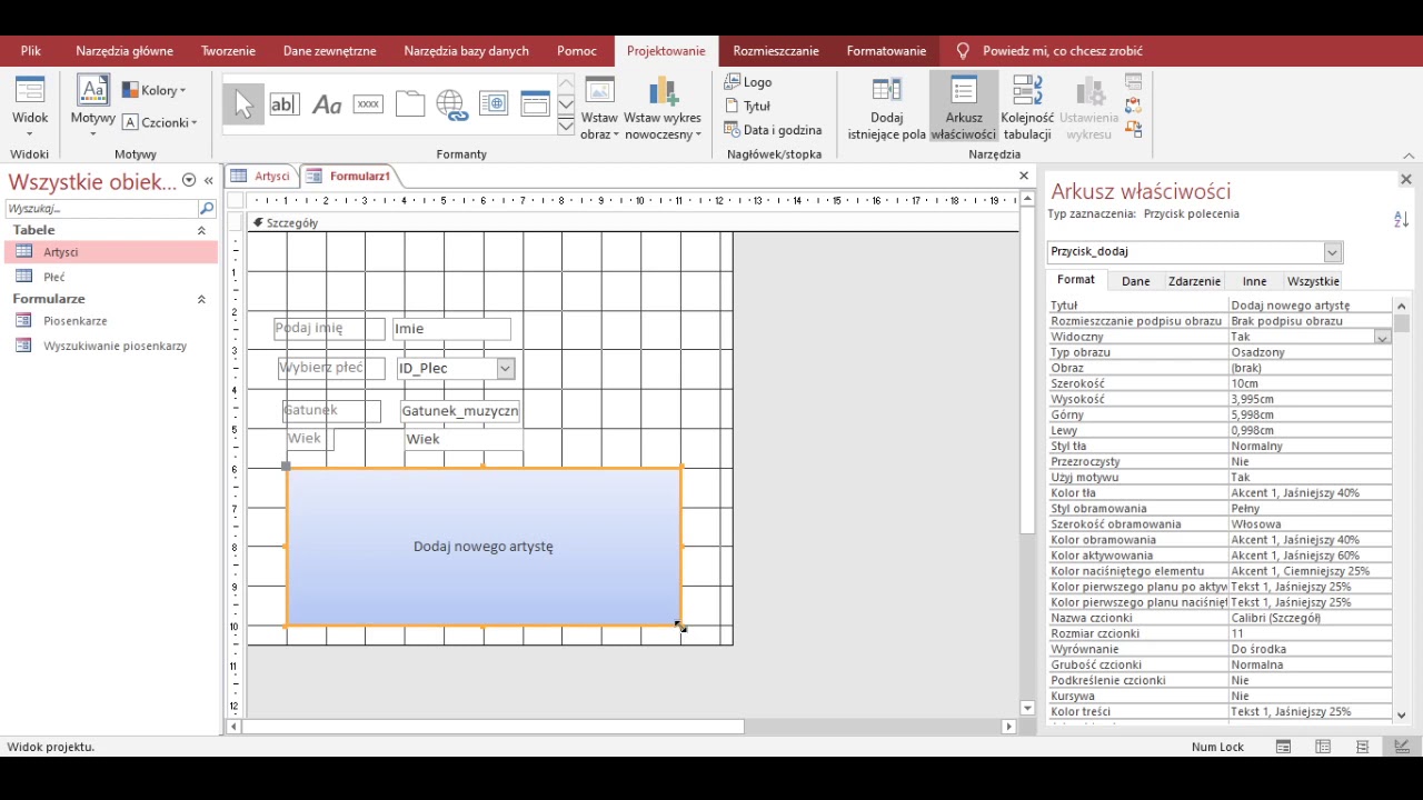 [lek9] Formularz do wprowadzania danych w programie MS Access