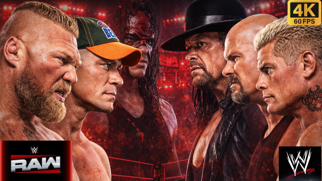 Рестлинг WWE: Кейн, Андертейкер, Стоун Колд против Брока Леснара, Джона Сины, Коди Роудса #wwe #w...