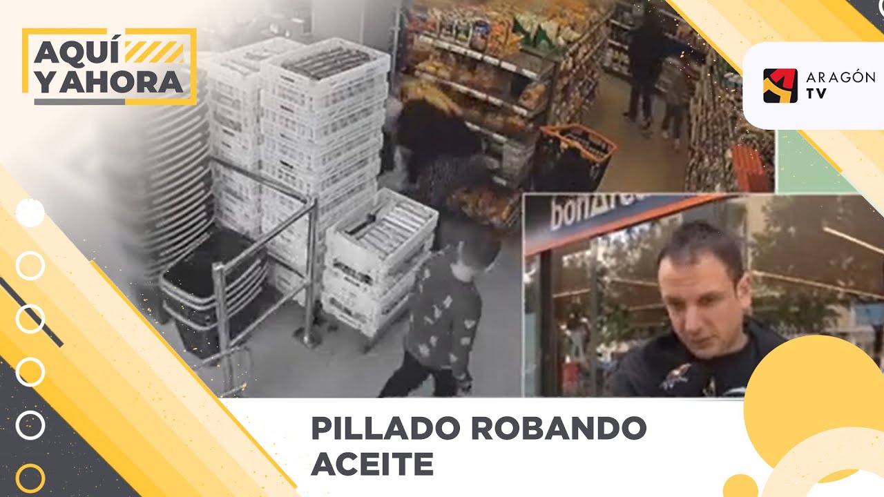 Pillado robando aceite en un supermercado