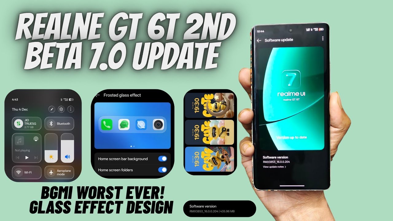 REALME GT 6T: НОВОЕ 2-Е БЕТА-ОБНОВЛЕНИЕ UI 7.0 - НОВЫЙ ДИЗАЙН С ЭФФЕКТОМ СТЕКЛА И ПАНЕЛЬ ДОКОВ 🚀