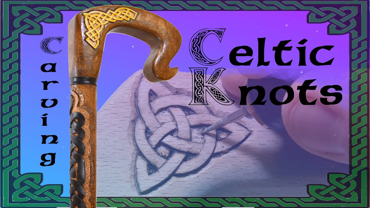 Hand craft carving celtic pagan knots walking stick, how to carve a walking stick out of wood