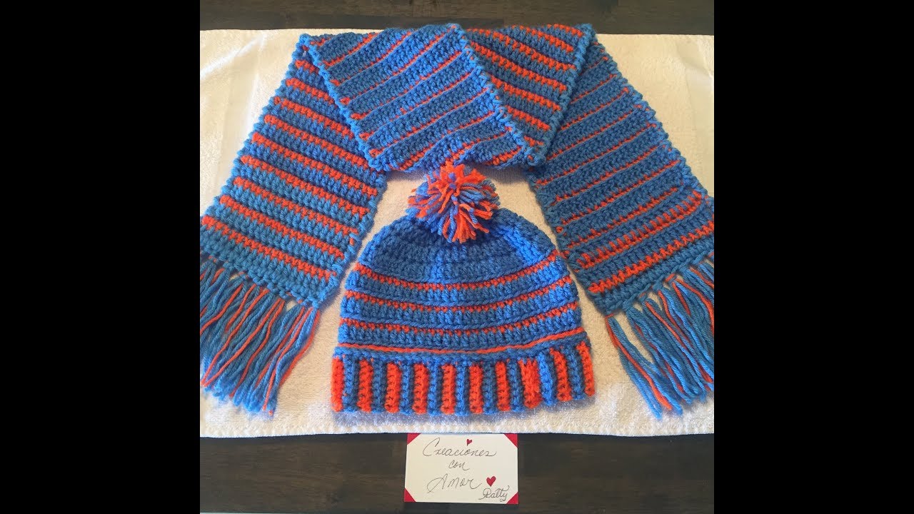Bufanda de 2 vistas para nino o adulto a crochet//scarf reversible for boy or man