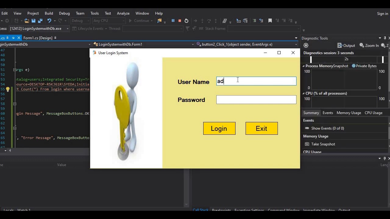 C# login system with sql database