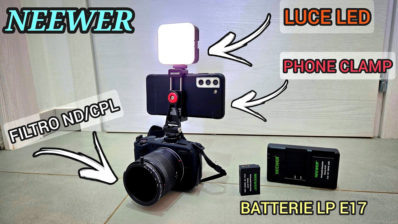 Accessori di Qualità x Fotocamera mirrorless CANON EOS R50V by NEEWER | Led,Mount,Battery LP E17 ecc