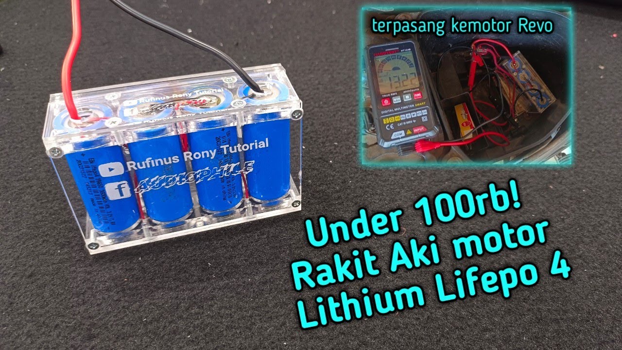Rakit Aki Motor Pakai Baterai Lifepo4 26650+Balancer