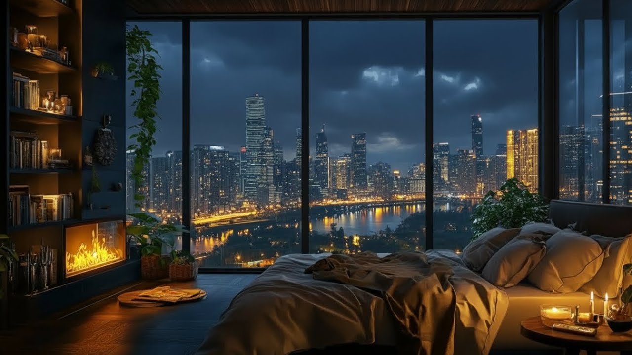 Rain Sounds & White Noise for a Relaxing Evening in a Luxurious Bedroom Atmosphere