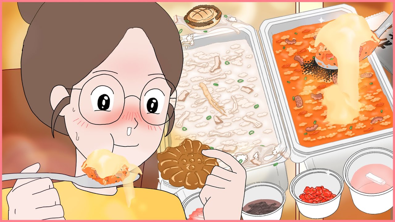퇴근 후 혼밥러 - 치즈 김치낙지죽 & 삼계전복죽 (with 약과)