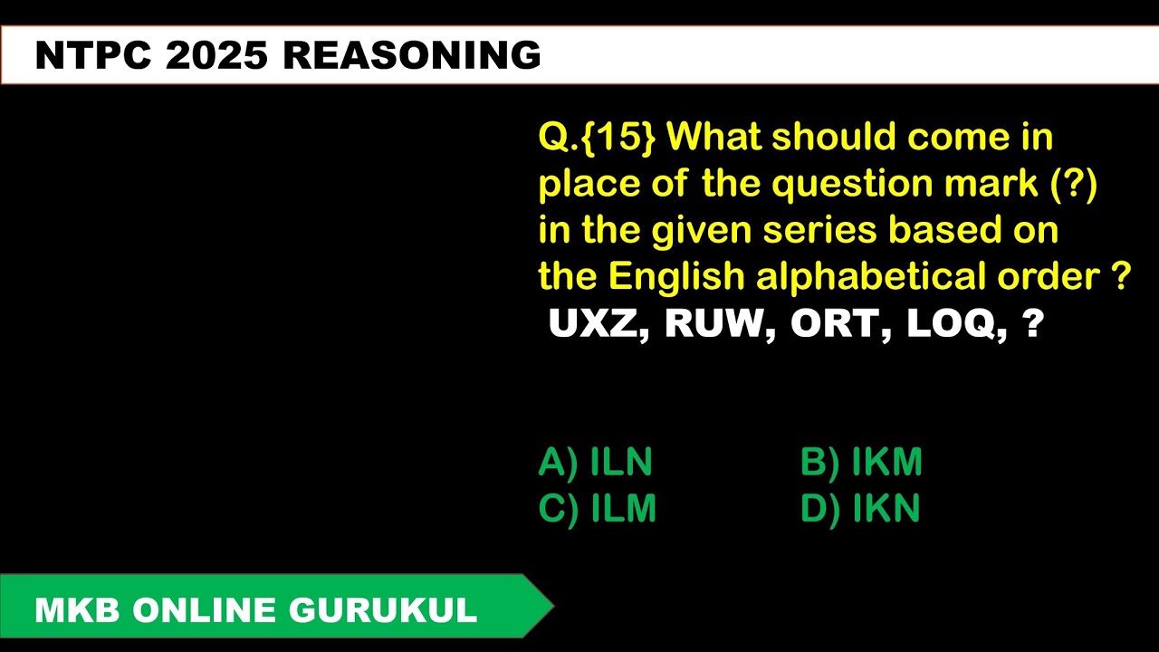 Alphabet Series | Reasoning | RRB NTPC