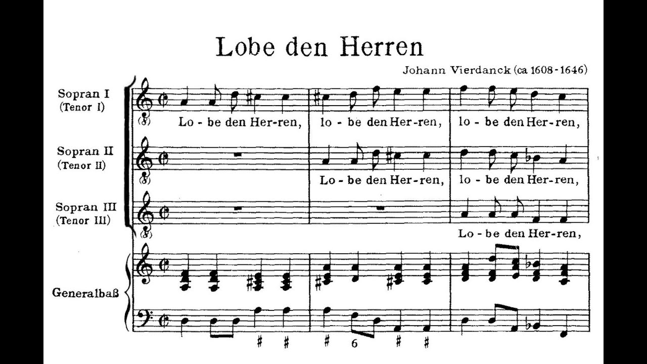 Vierdanck, Johann (ca.1605 — 1646) Lobe den Herren (Geistliche Konzerte, 1641).