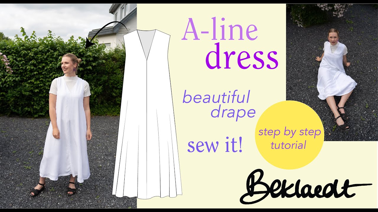 Sleeveless cone dress with v-neck - sewing pattern available for download