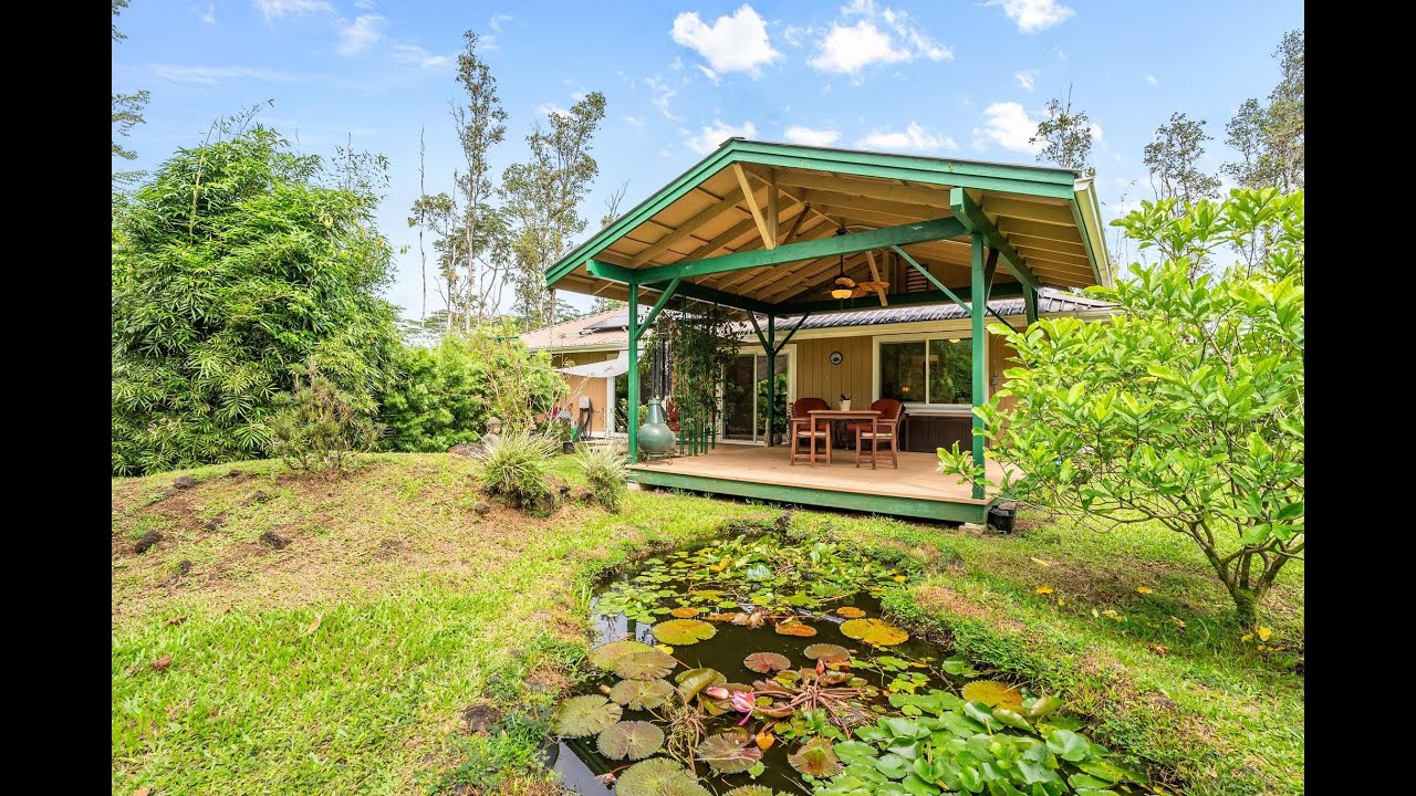 For Sale ~ Quaint 3 Bedroom Home with Garden, Lanai, Pond and Fruit Trees on 1 acre Keaau, Hawaii!