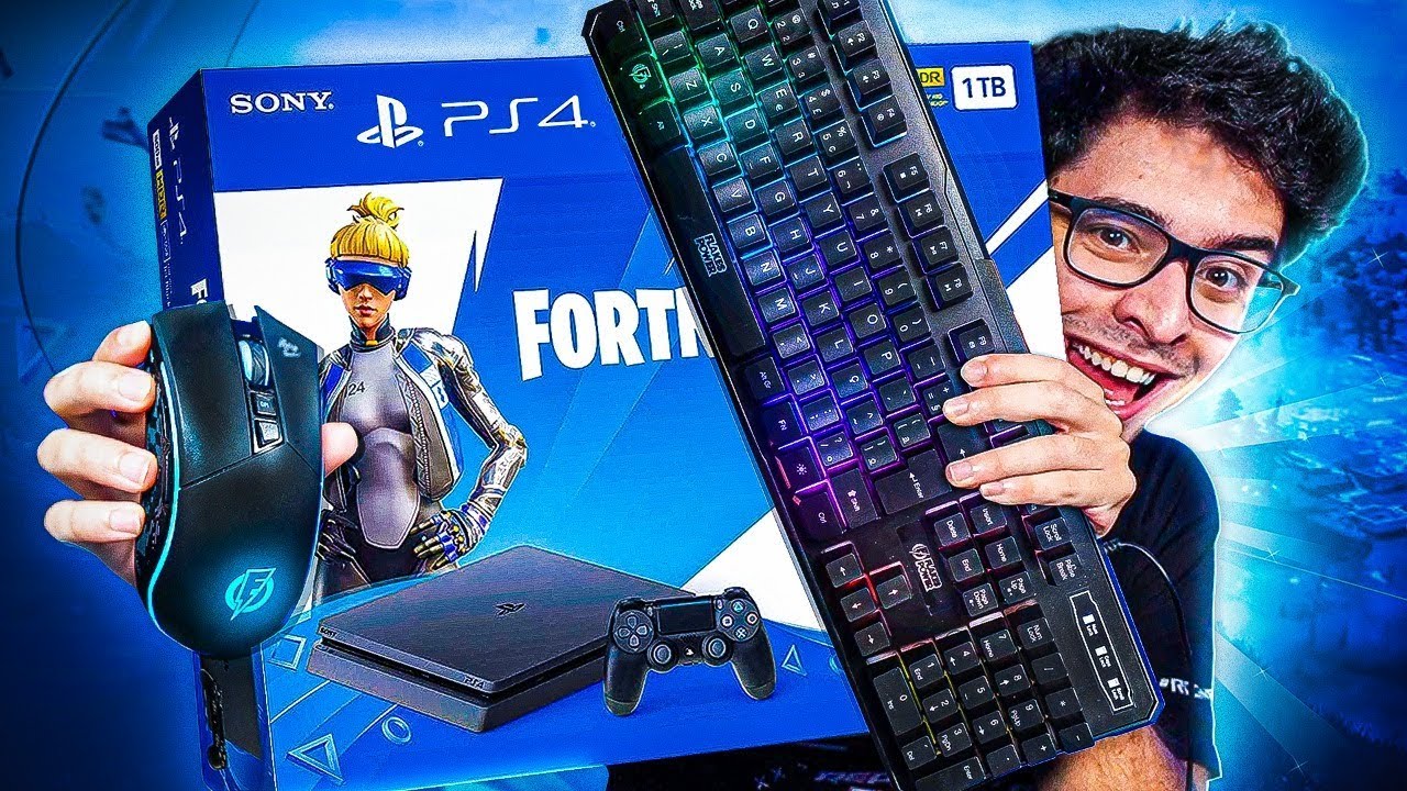 USEI MOUSE E TECLADO NO PS4 PRA JOGAR FORTNITE! APELÃO!