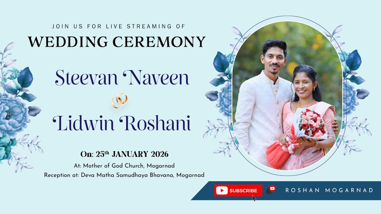 Wedding Ceremony Of STEEVAN NAVEEN & LIDWIN ROSHANI | Watch LIVE