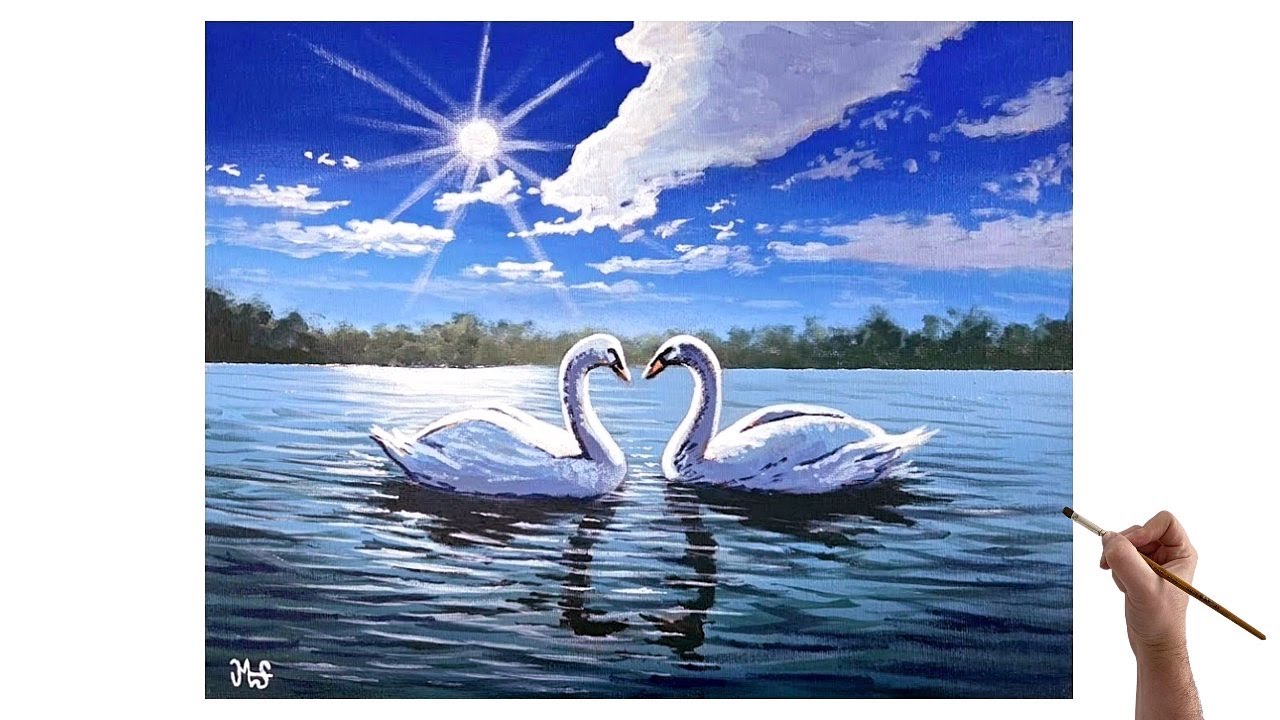 🦢 Swan Painting Tutorial - 🦢 Swan painting for beginners / intermediate - How to paint a swan