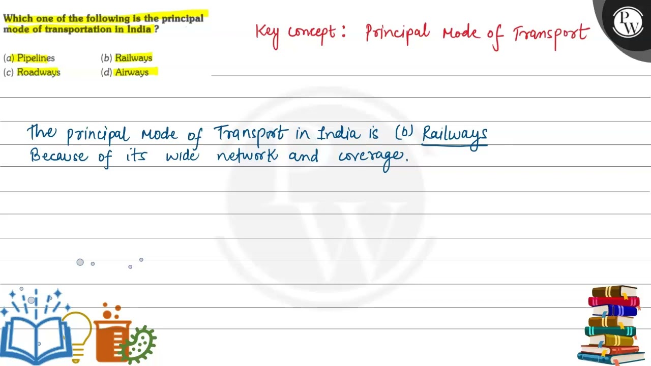 Which one of the following is the principal mode of transportation in India?
(a) Pipelines
(b) Ra...