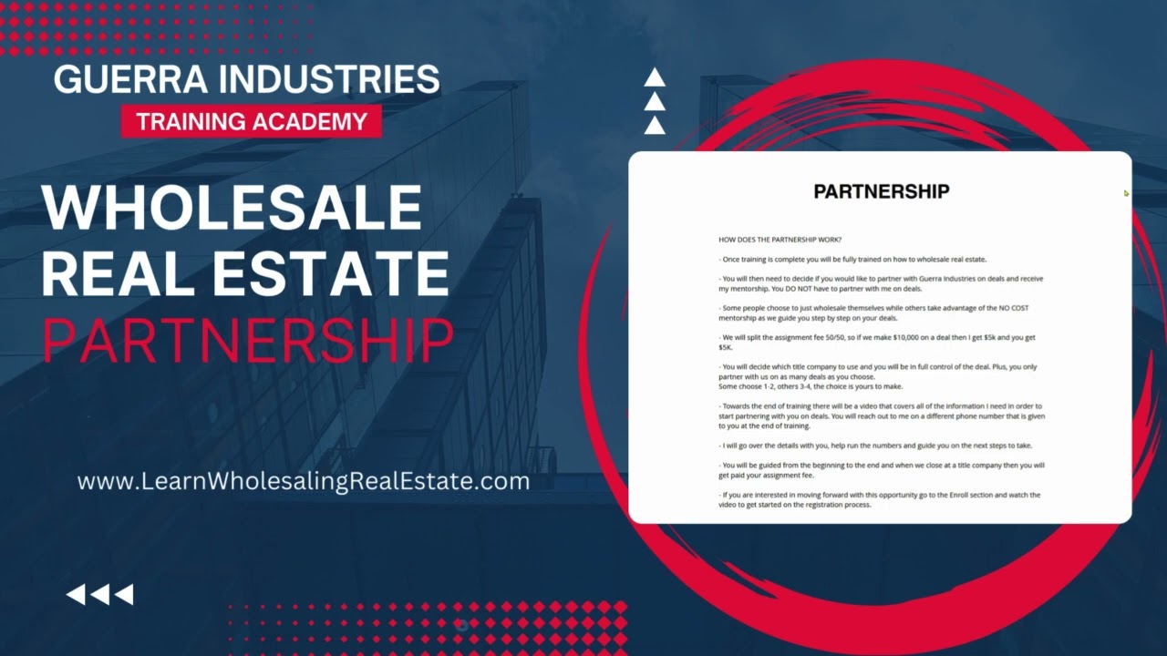 Wholesale Real Estate for Beginners - Partnership