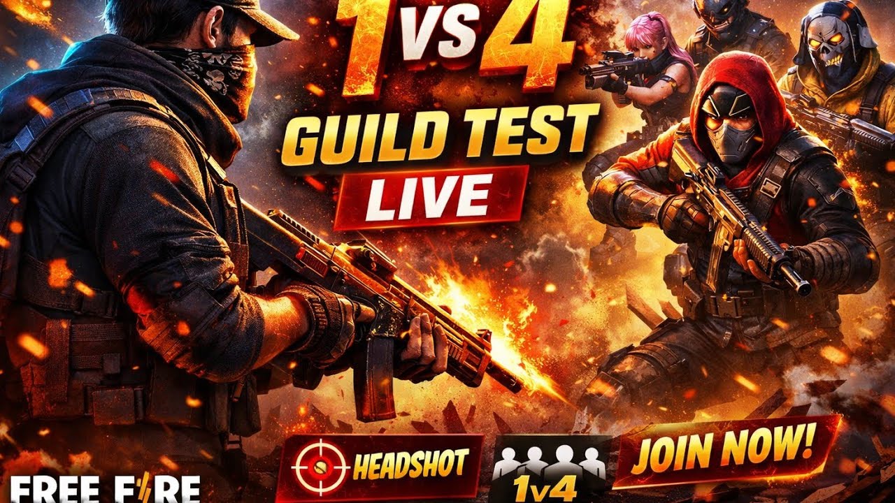 🔴 LIVE GUILD TEST 1 V 2 ( FF LIVE ) GUILD TEST LIVE 🔴 #freefiremax #viralvidieo