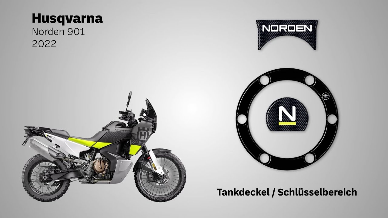 LabelBike® 3D STICKERS Tankdeckel und Schlüsselbereich mit Husqvarna Norden 901 2022 Motorrädern
