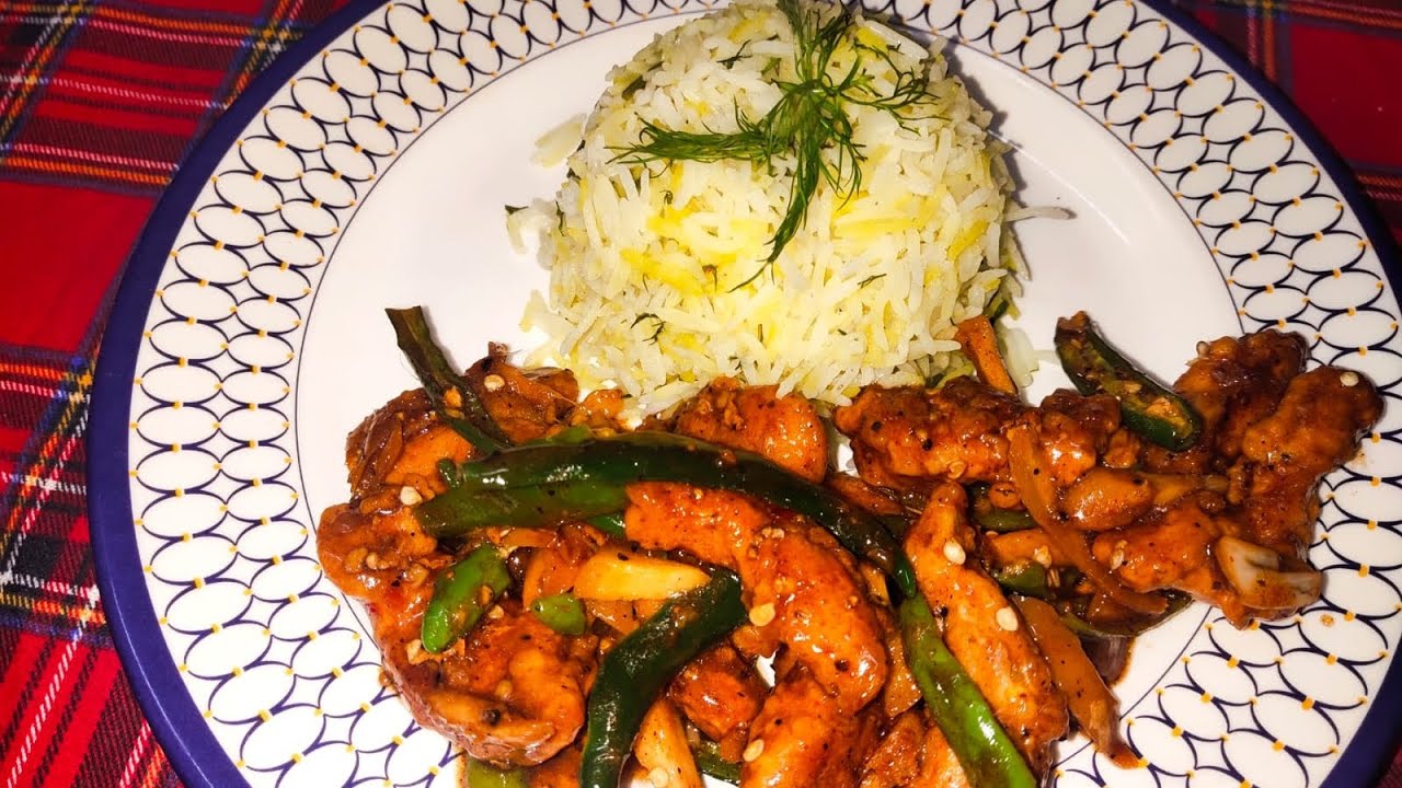 Saffron Dill Rice With Chicken Chilli Dry Recipe By Thirteen Feast
