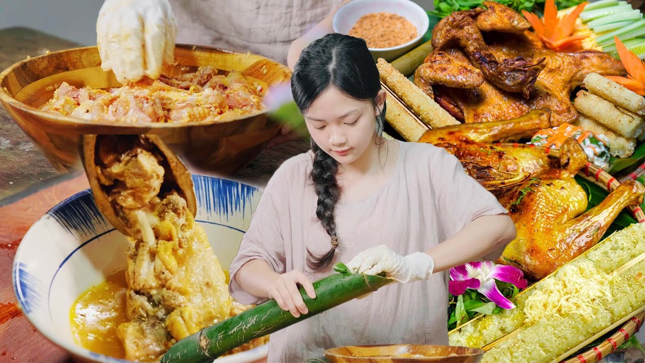 Authentic Northwestern-style Grilled Chicken Marinade Recipe, Rice Served in Bamboo Tubes