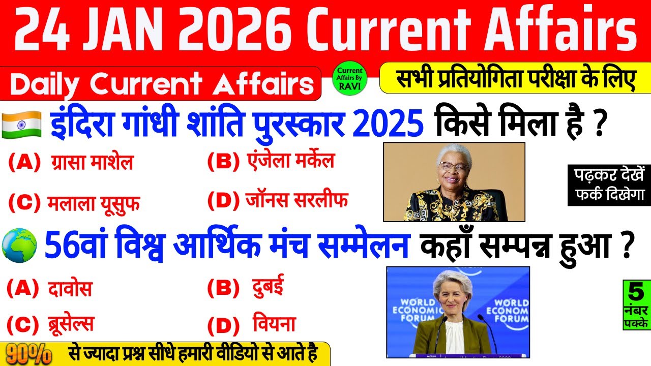 24 January 2026 Current Affairs | Current Affairs Today | Current GK SSC Railway UPSC BPSC POLICE