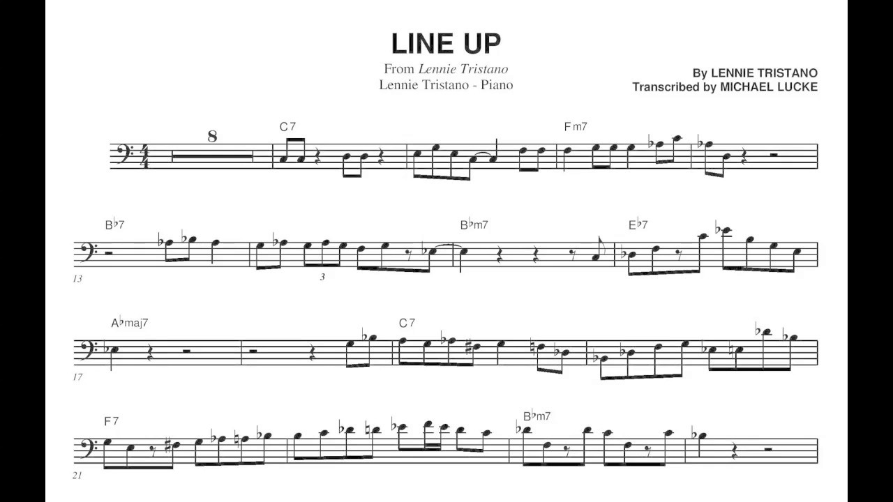 Lennie Tristano - Line Up - Transcription