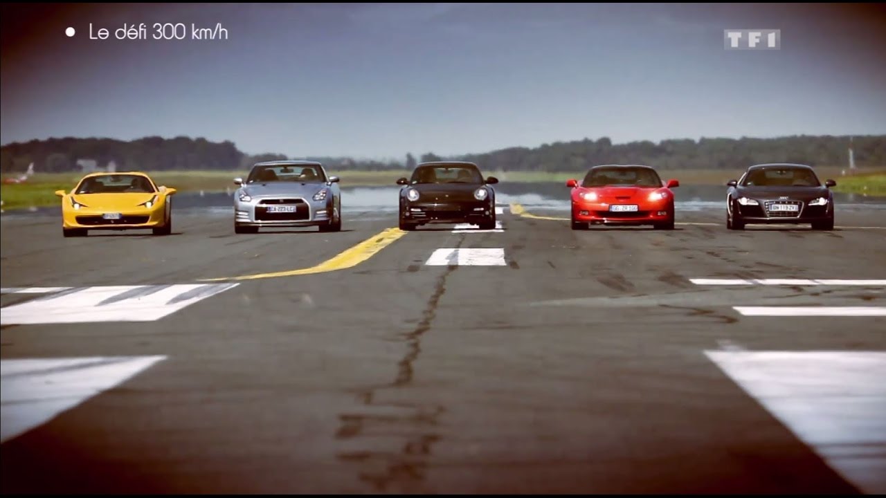 Défi : Porsche 911 vs Ferrari 458 Spider vs Corvette ZR1 vs Audi R8 vs Nissan GT-R