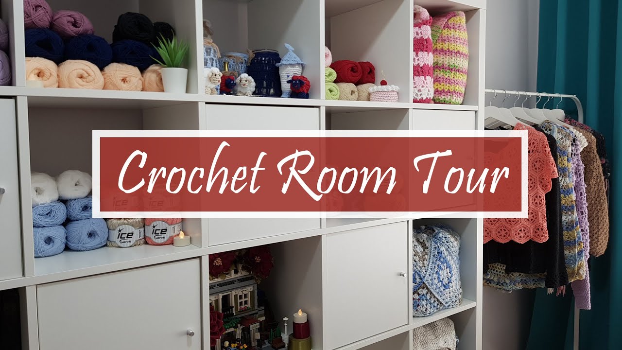 جولة في غرفتي وكيف أرتب مشاريع الكروشيه والخيوط بها😍 | Crochet Room Tour and Yarn Stash