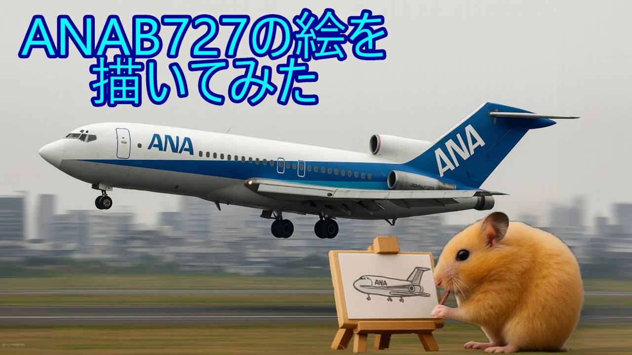 ANA B727の絵を描いてみた 動画